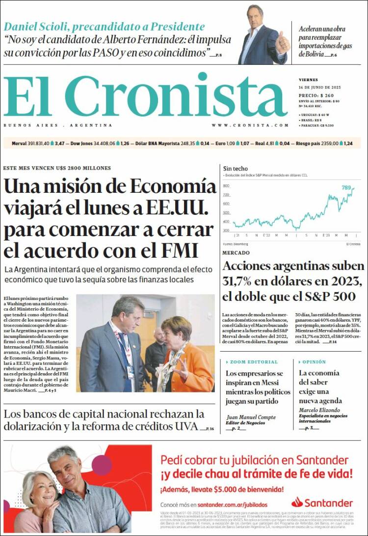 Portada de El Cronista Comercial (Argentina)