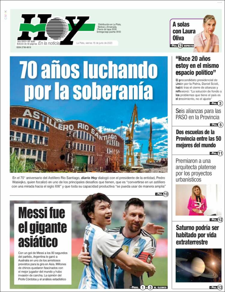 Portada de Diario Hoy (Argentina)