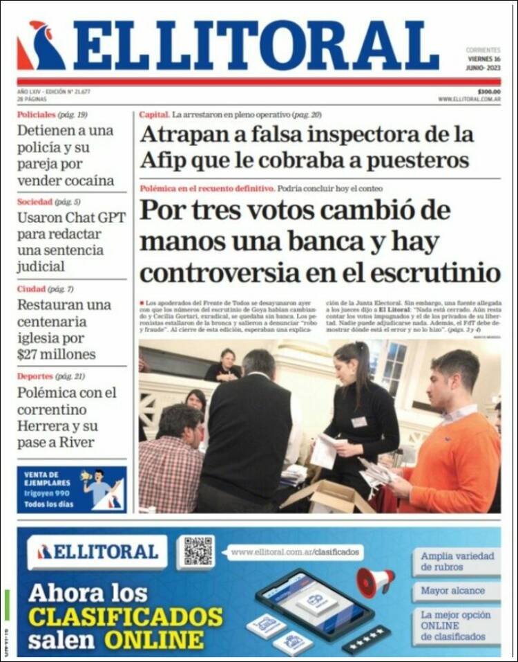 Portada de El Litoral Corrientes (Argentina)