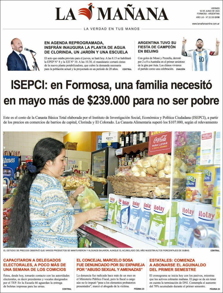 Portada de Diario La Mañana (Argentina)