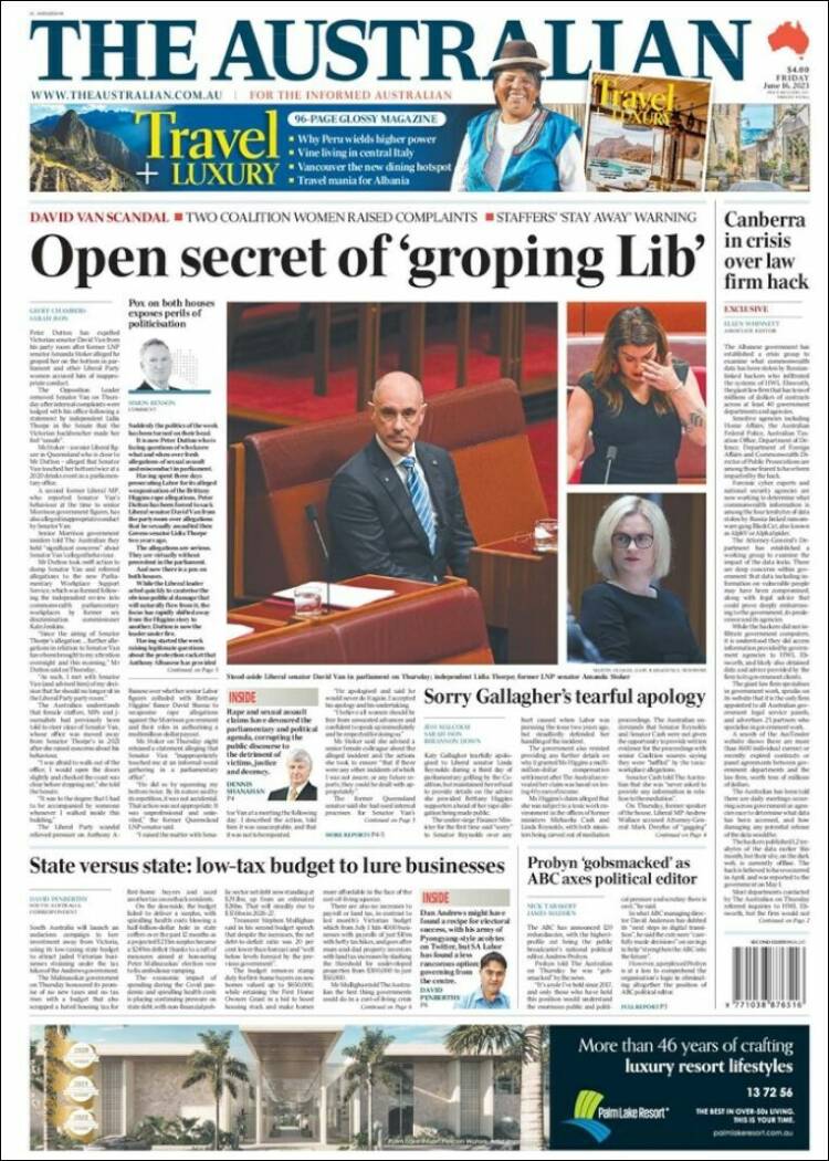 Portada de The Australian (Australia)