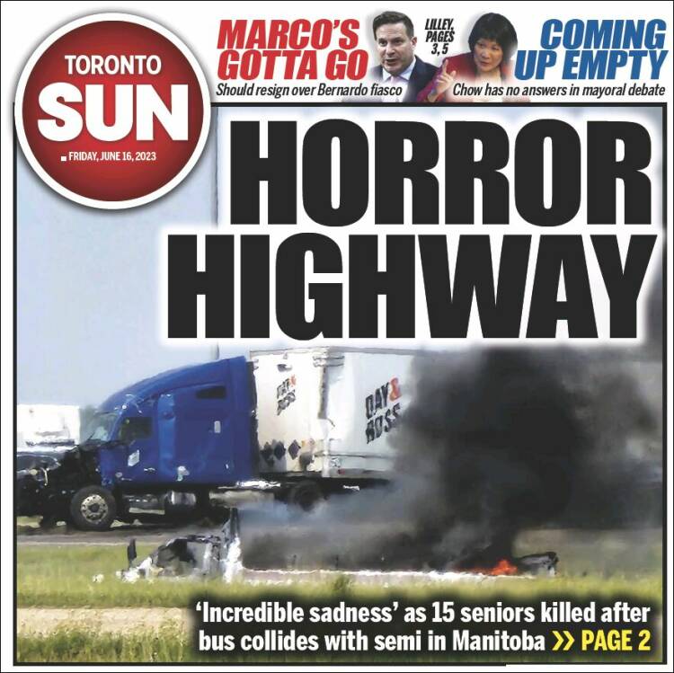 Portada de The Toronto Sun (Canada)