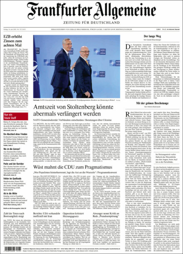 Portada de Frankfurter Allgemeine (Alemania)