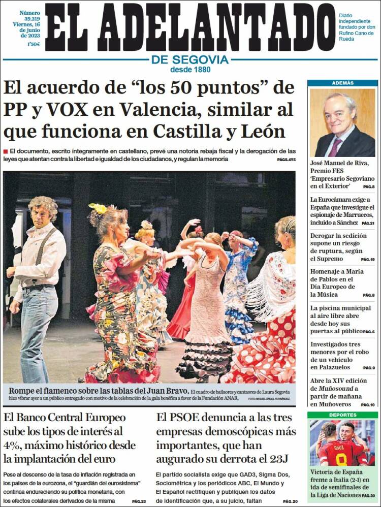 Portada de El Adelantado de Segovia (España)