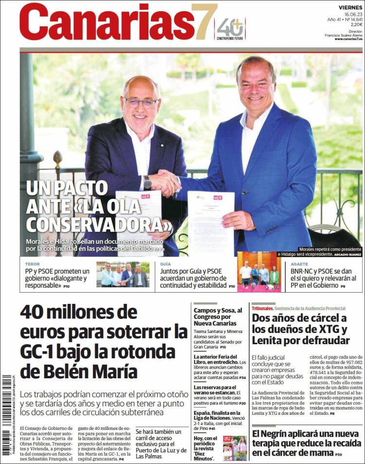 Portada de Canarias 7 (España)