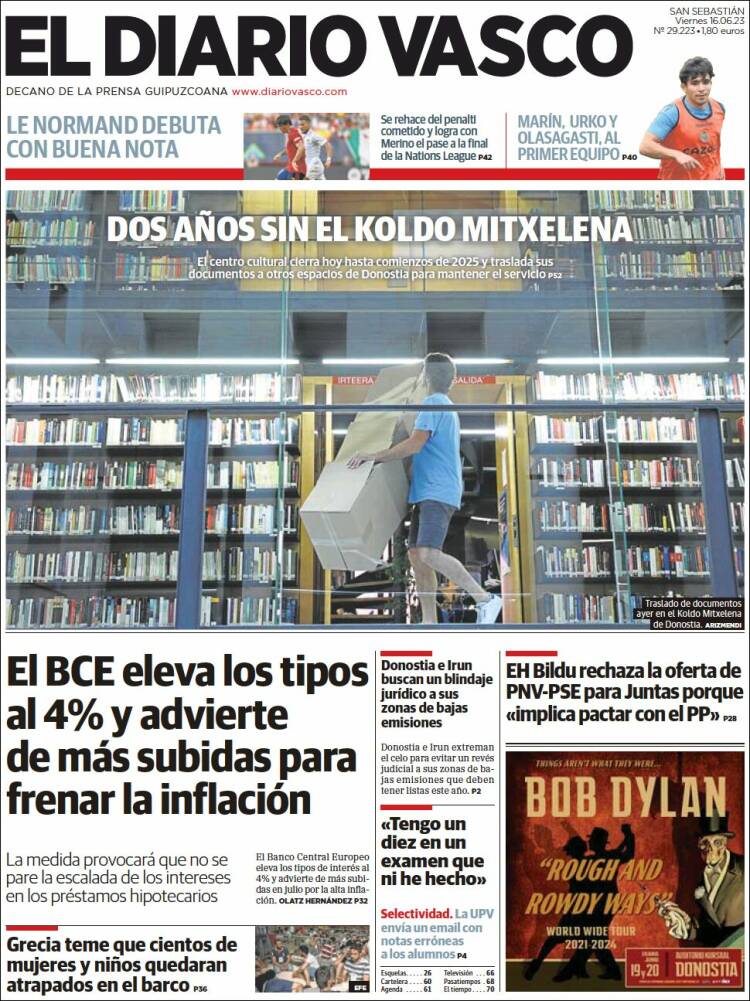 Portada de Diario Vasco (España)