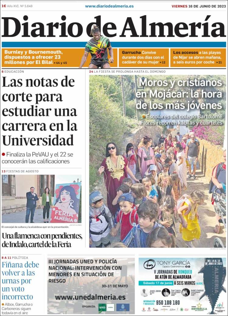 Portada de Diario de Almería (España)