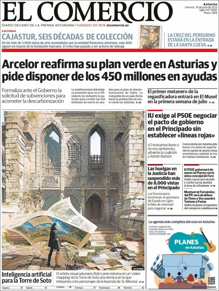 Portada de El Comercio (España)