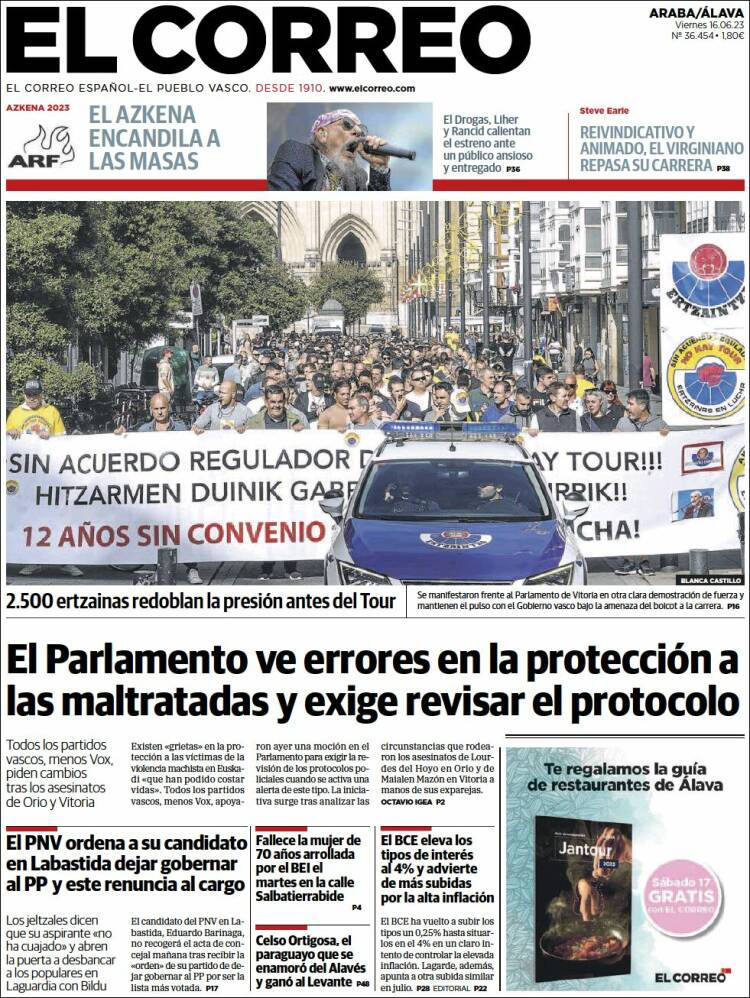 Portada de El Correo - Álava (España)
