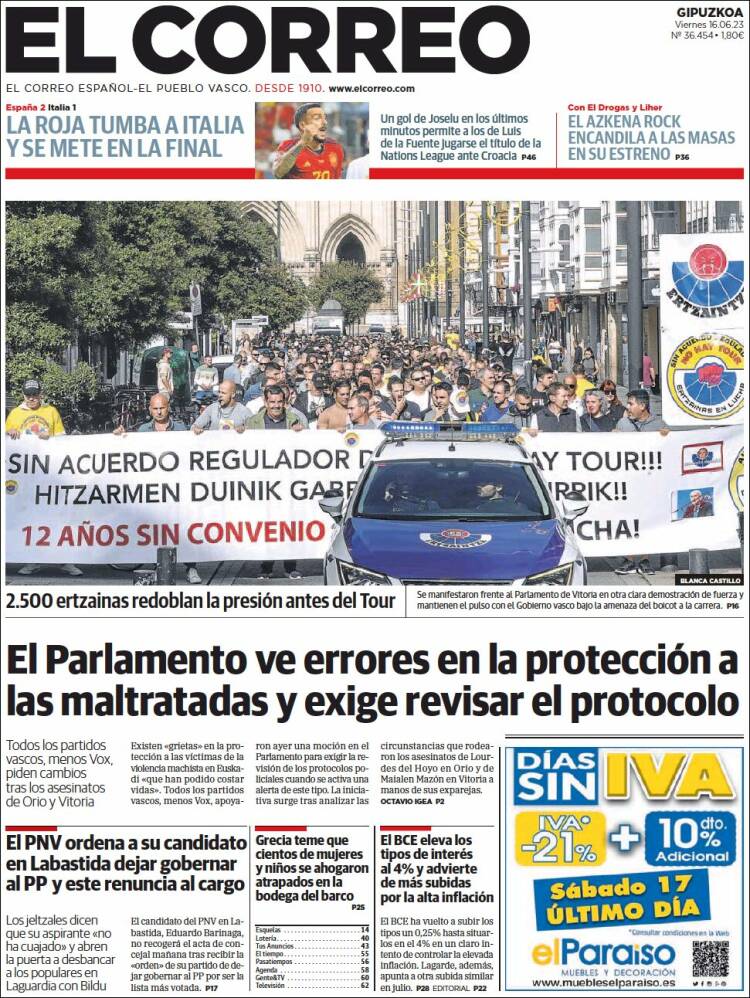 Portada de El Correo - Guipuzcoa (España)