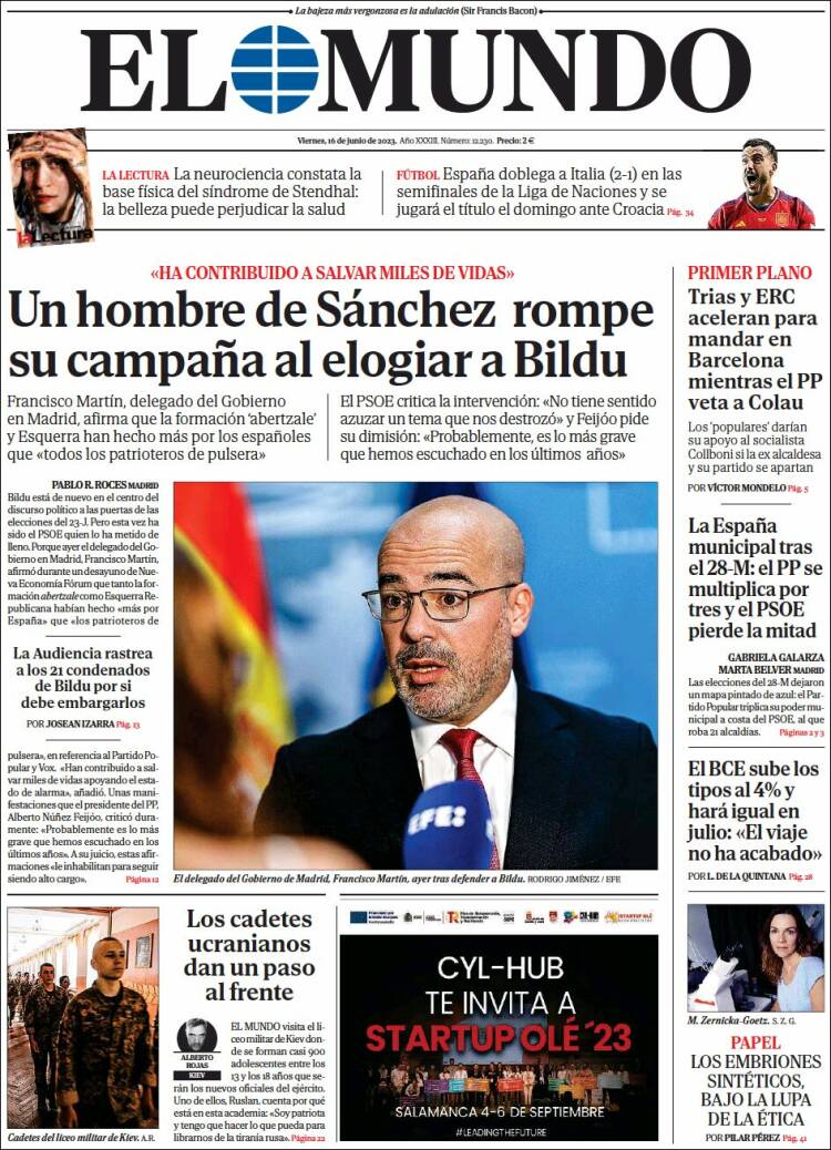 Portada de El Mundo (España)