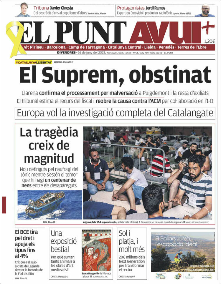 Portada de El Punt Avui (España)