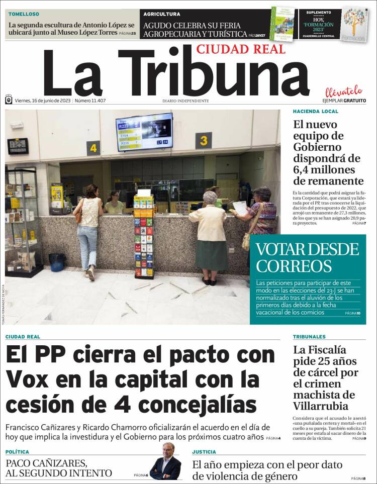 Portada de La Tribuna de Ciudad Real (España)