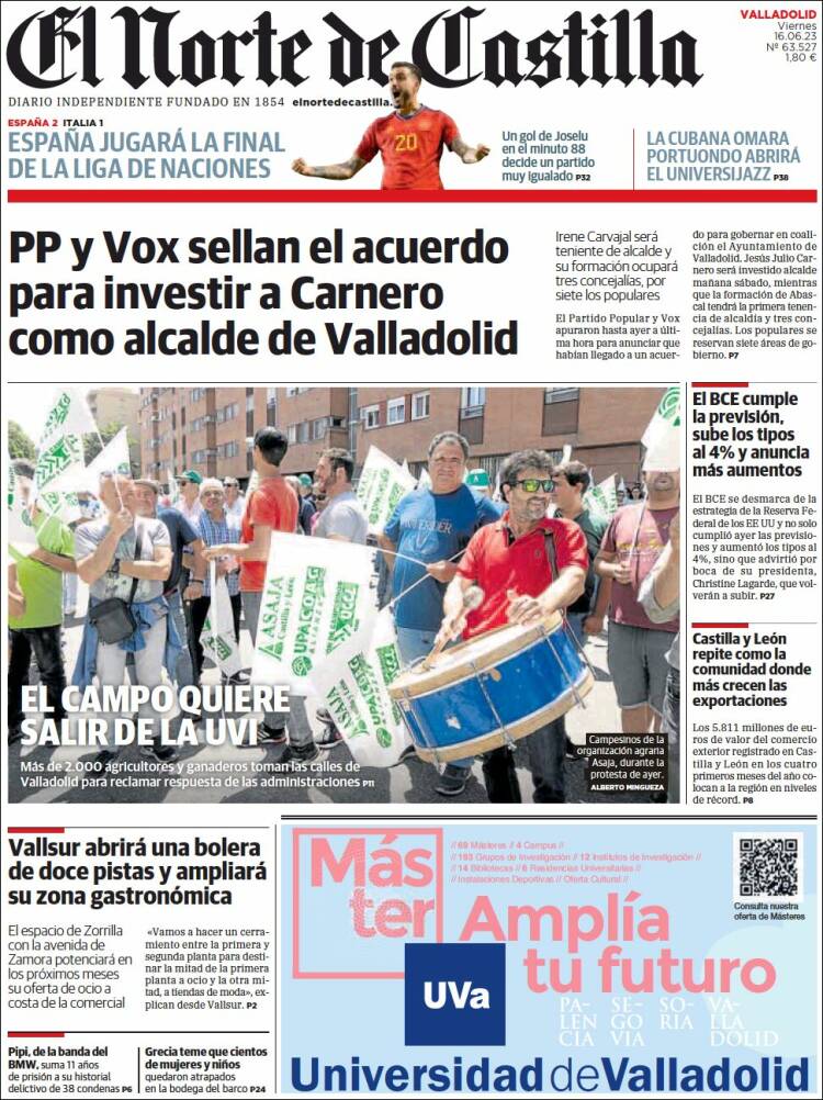 Portada de Norte de Castilla - Valladolid (España)