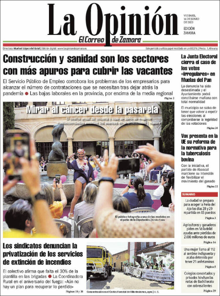 Portada de La Opinión - El Correo de Zamora (España)