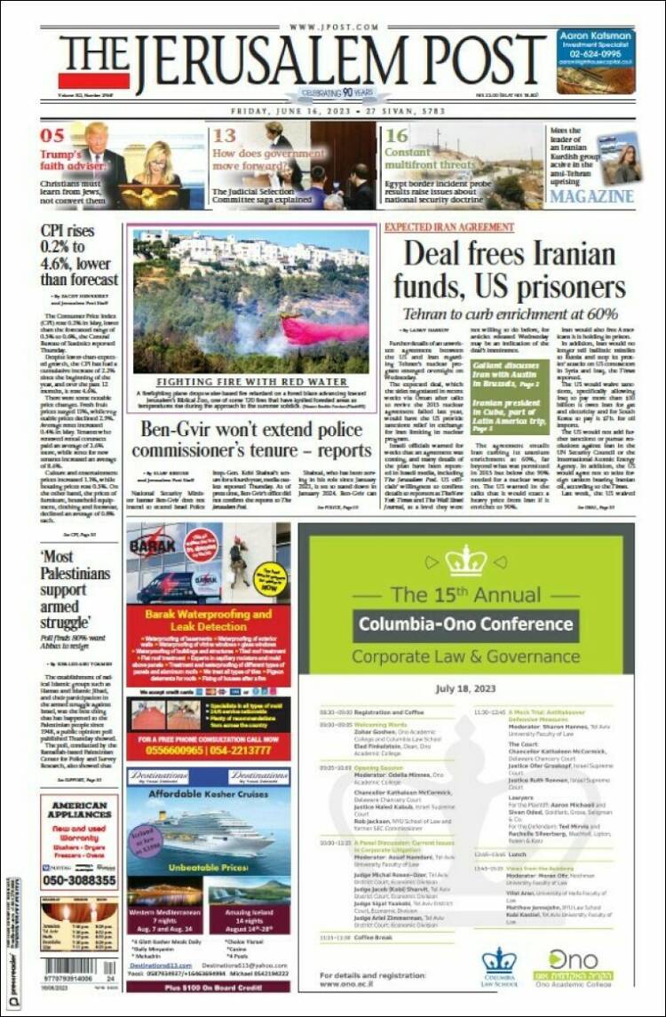 Portada de The Jerusalem Post (Israel)