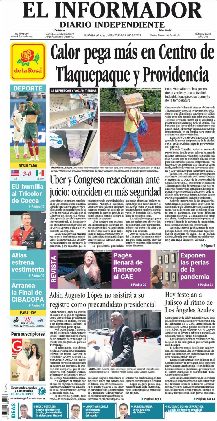 Portada de El Informador (M&eacute;xico)