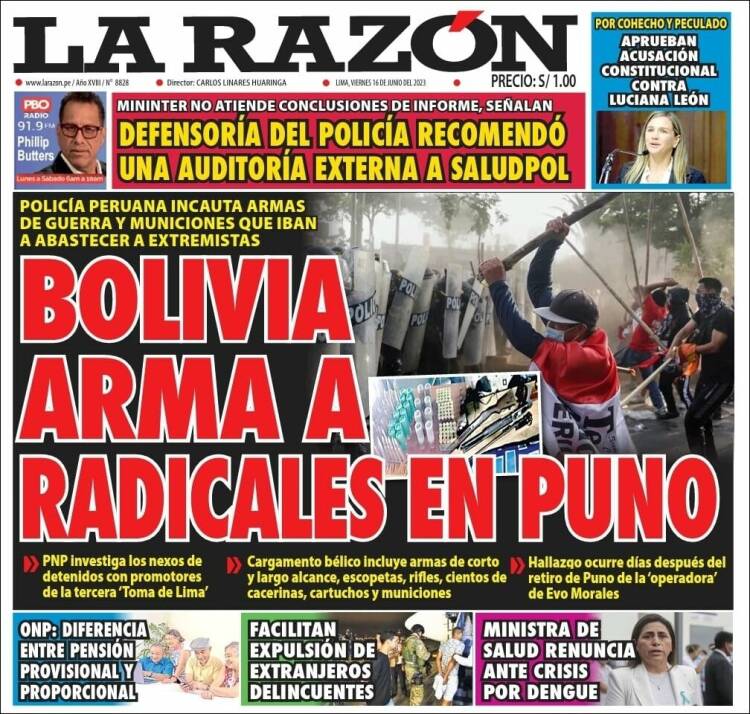 Portada de La Razón (Perú)