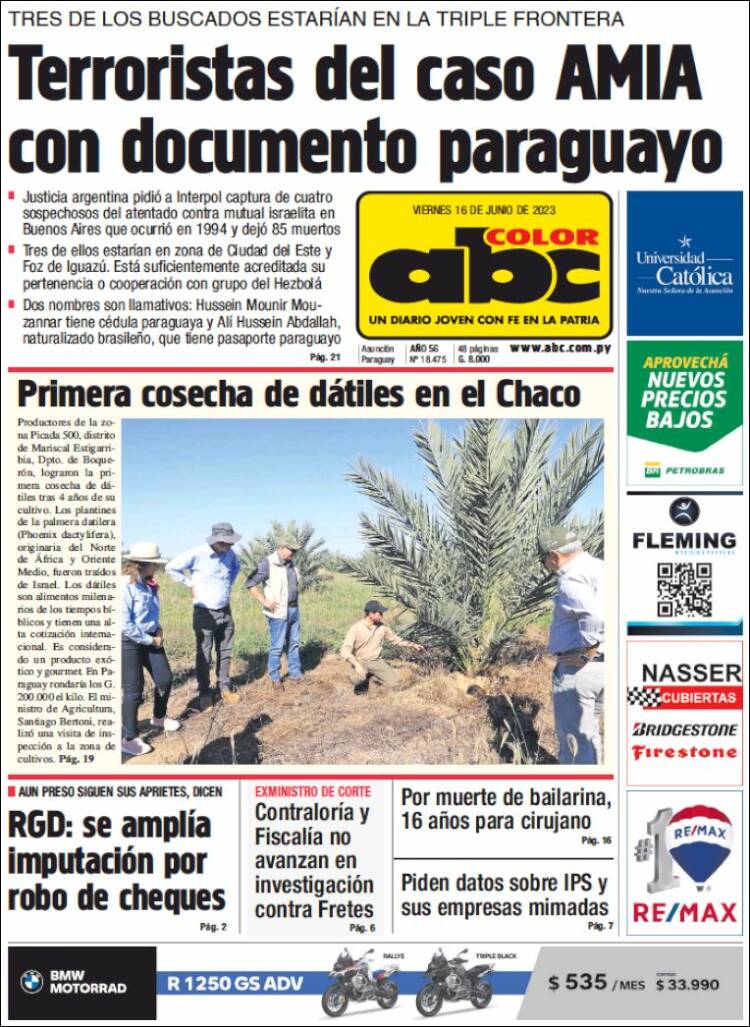 Portada de ABC Color (Paraguay)