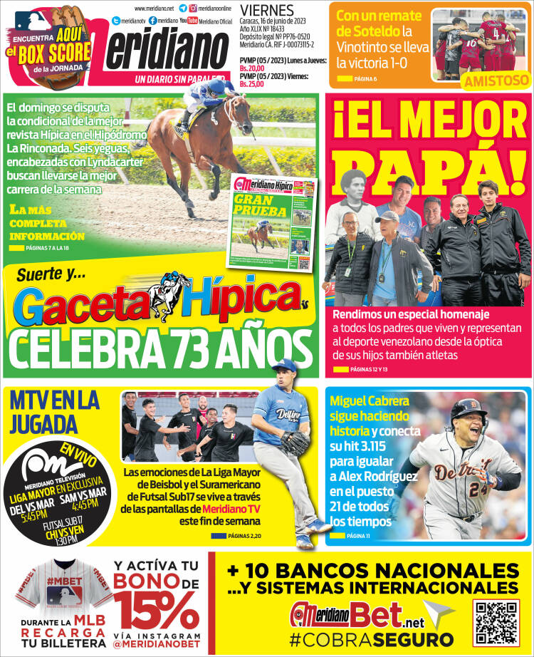 Portada de Meridiano (Venezuela)