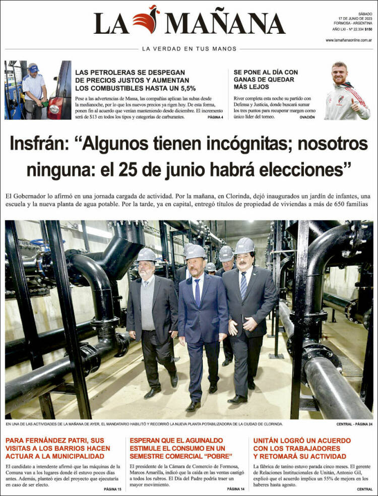 Portada de Diario La Mañana (Argentina)