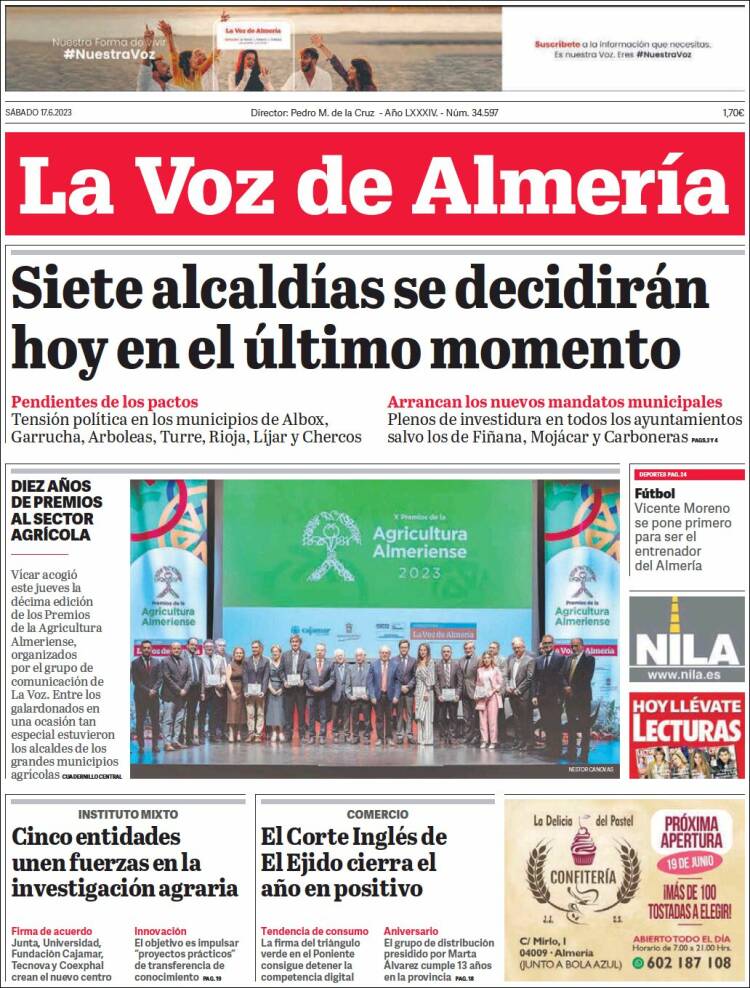 Portada de La Voz de Almería (España)