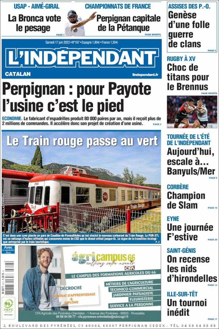 Portada de Le Indépendant (Francia)