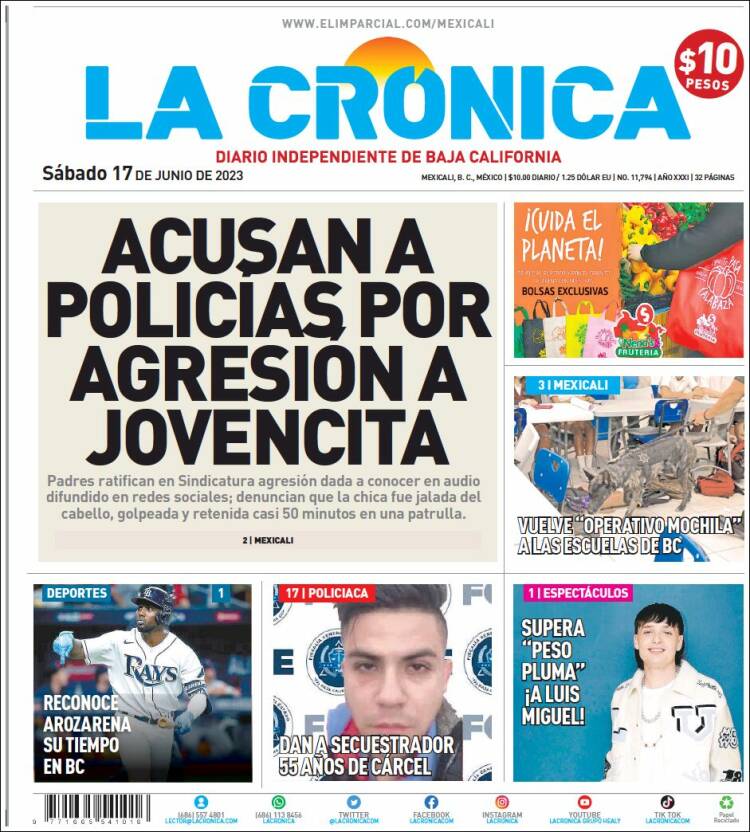 Portada de La Crónica de Baja California (México)