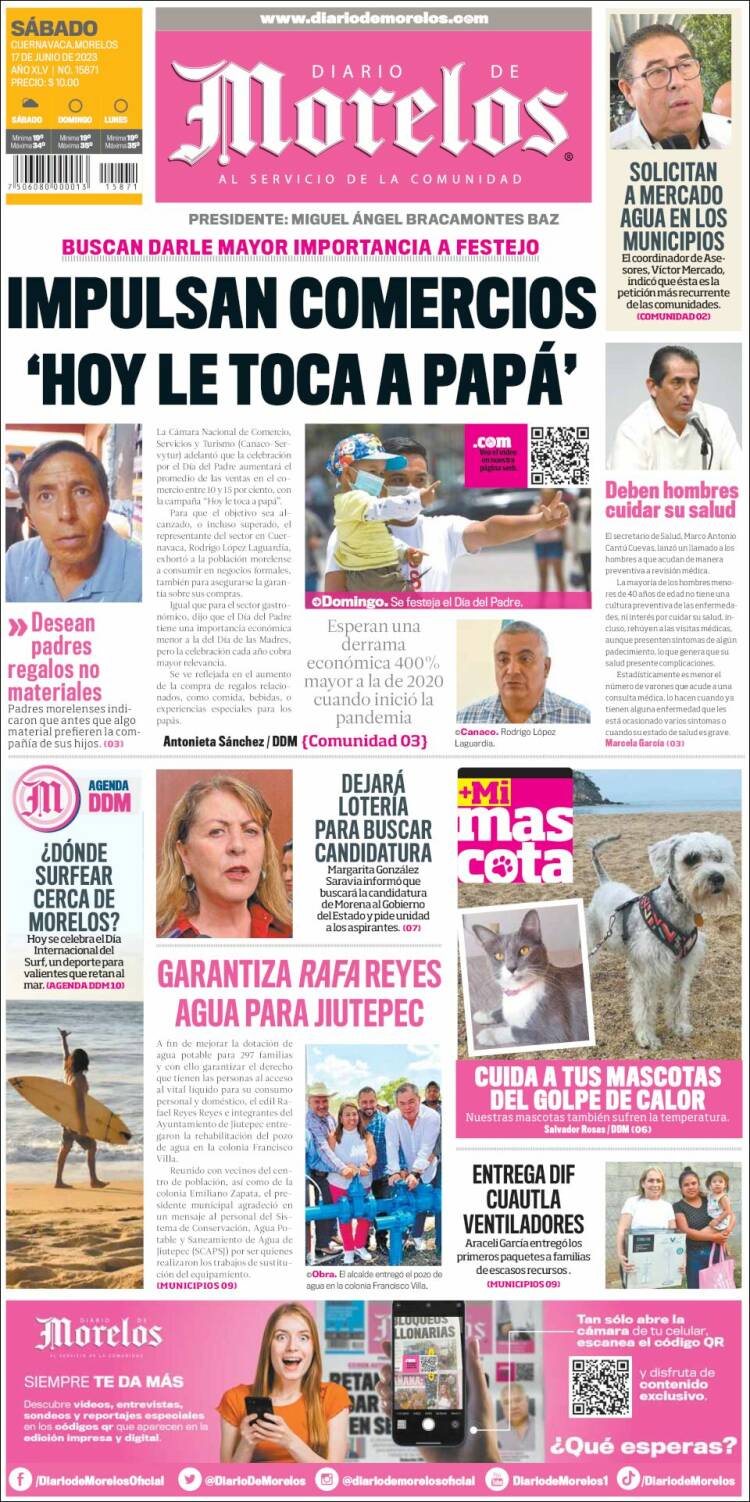 Portada de Diario de Morelos (México)