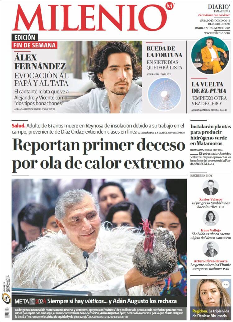 Portada de Milenio - Tamaulipas (México)