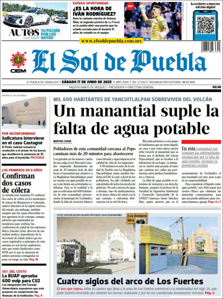 Portada de El Sol de Puebla (México)