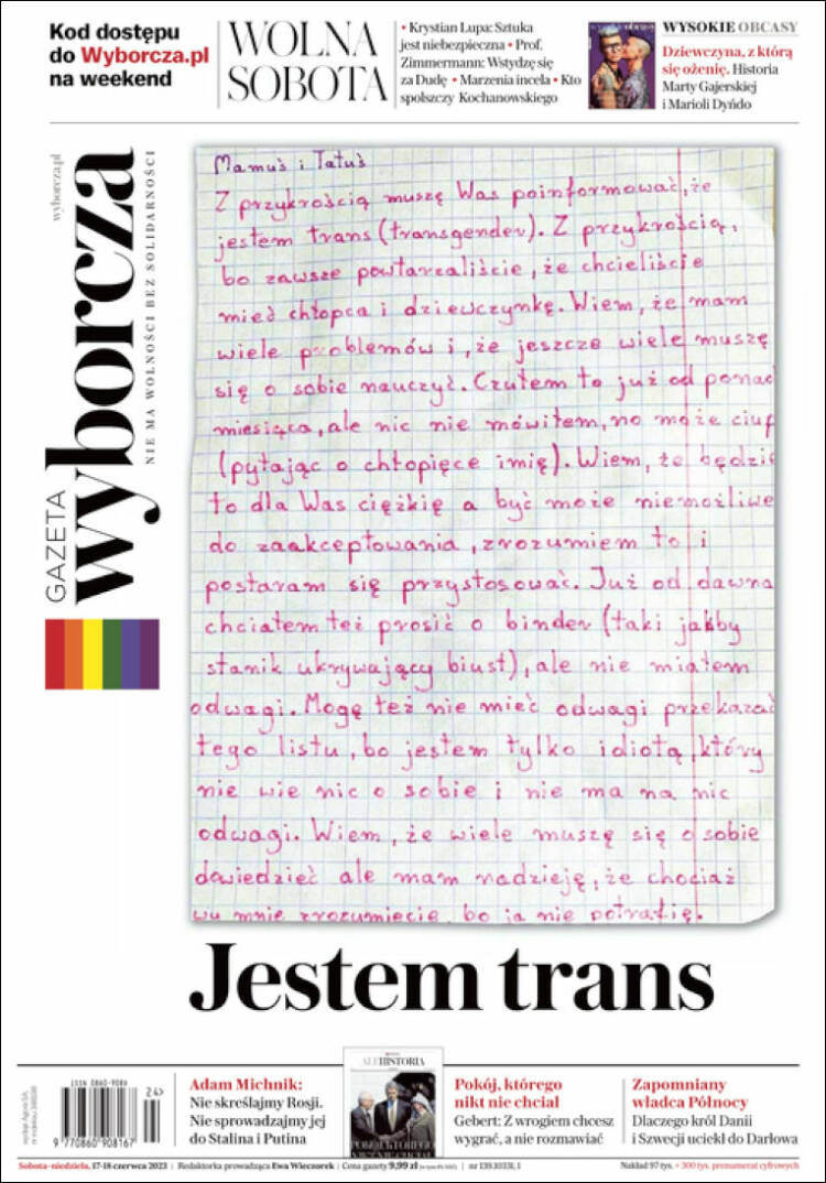 Portada de Gazeta Wyborcza (Polonia)