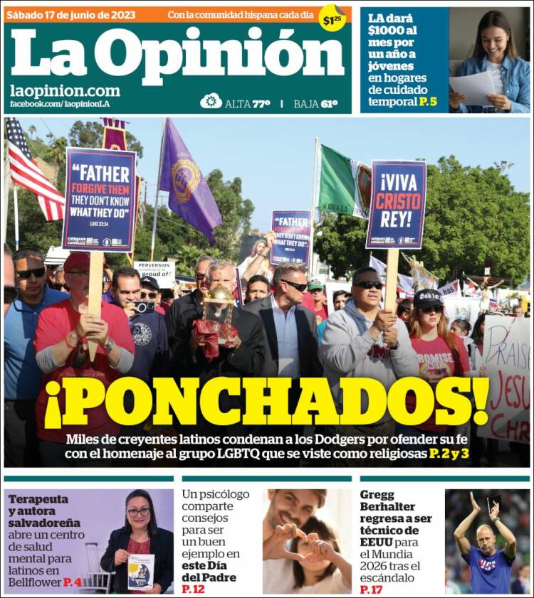 Portada de La Opinión (USA)