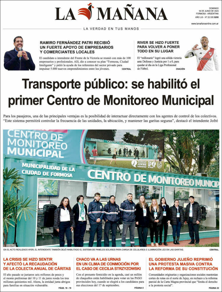 Portada de Diario La Mañana (Argentina)