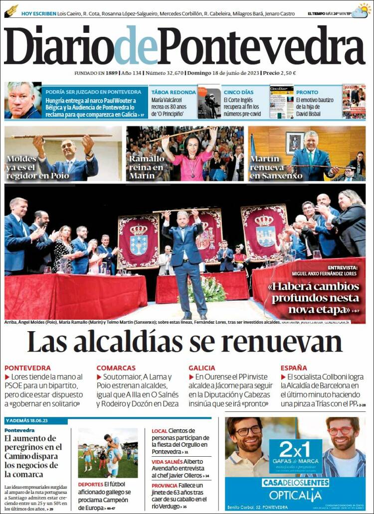 Portada de Diario de Pontevedra (España)