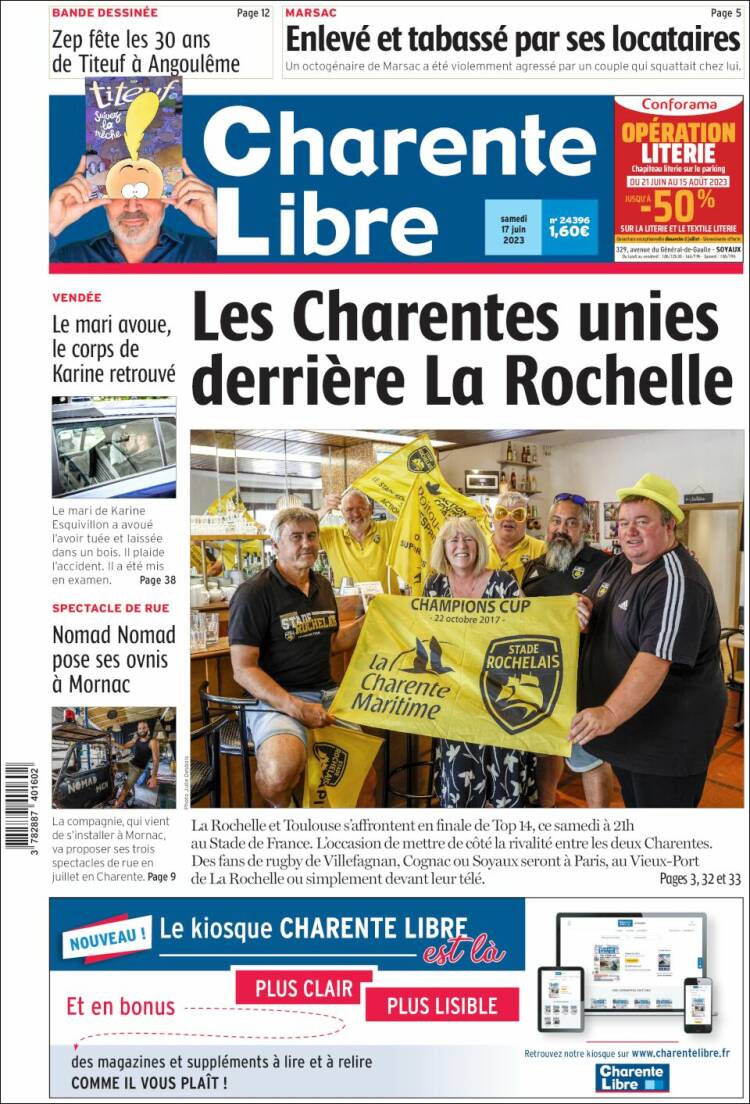 Portada de Charente Libre (Francia)