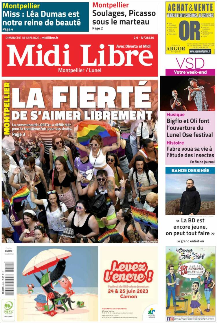 Portada de Midi Libre (Francia)