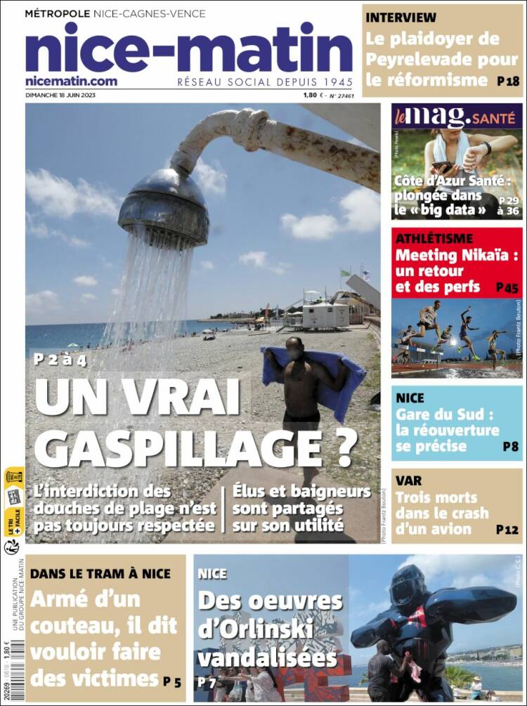 Portada de Nice-Matin (Francia)