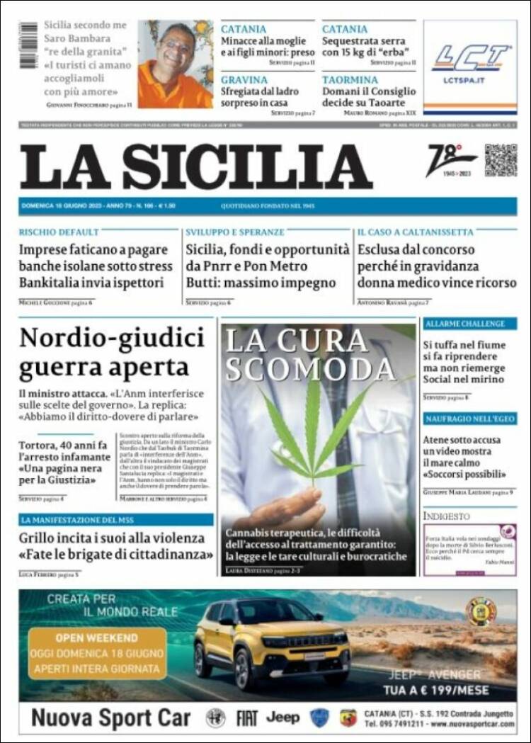 Portada de La Sicilia (Italia)