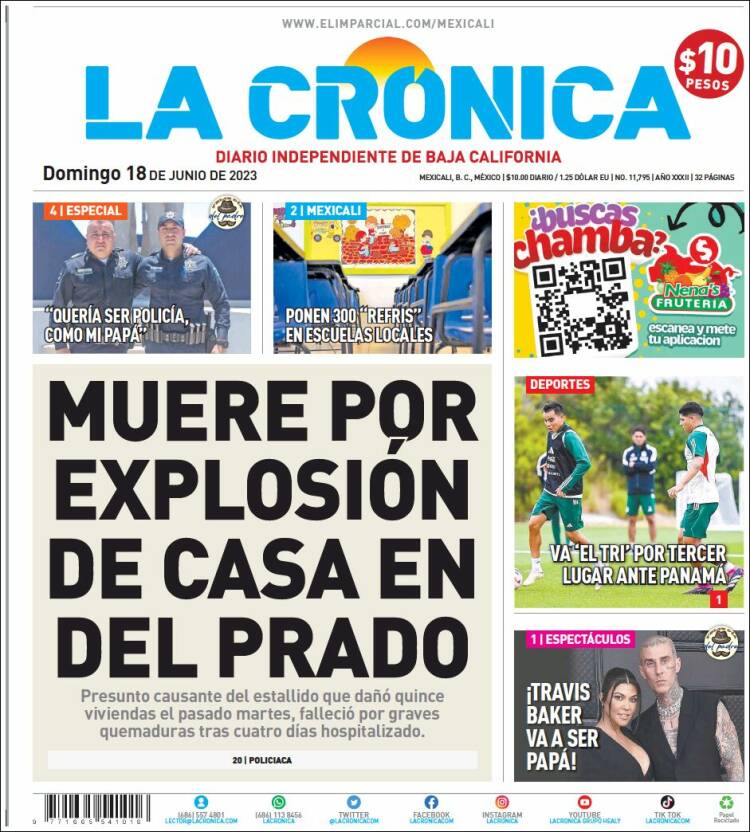 Portada de La Crónica de Baja California (México)