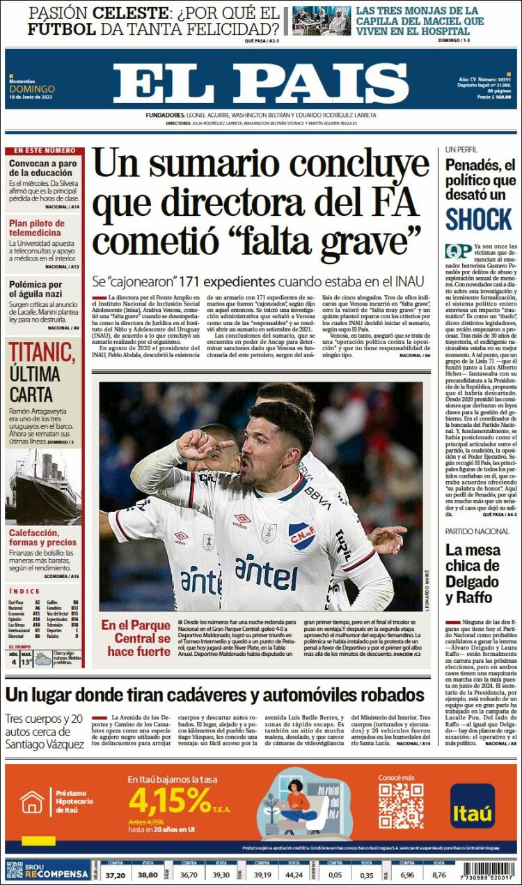 Portada de El País (Uruguay)