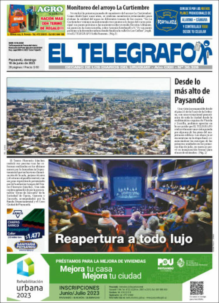 Portada de El Telégrafo (Uruguay)