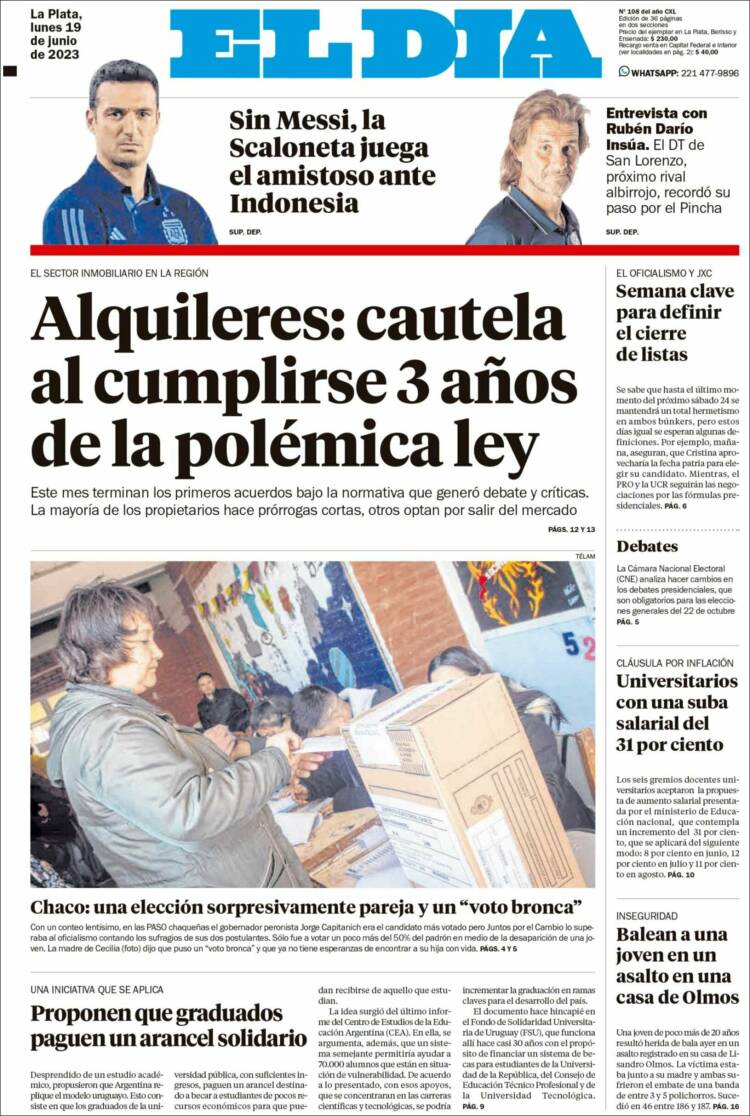 Portada de El Día de la Plata (Argentina)