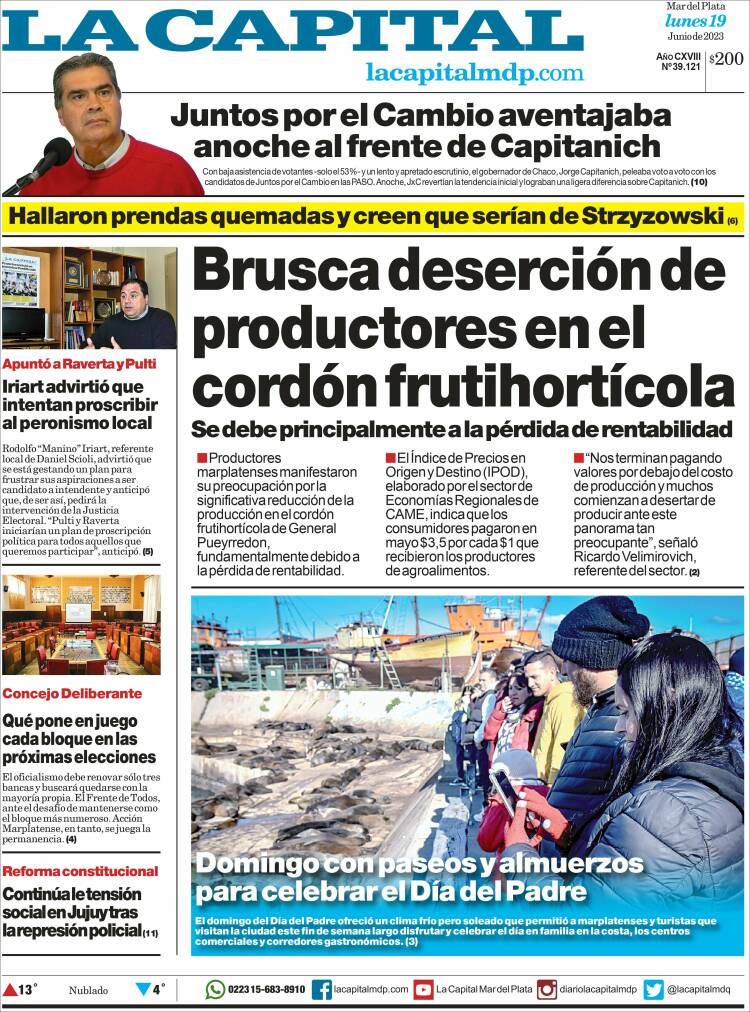 Portada de Diario La Capital - Mar del Plata (Argentina)