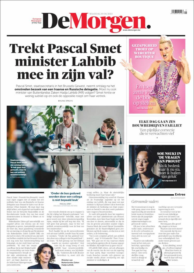 Portada de De Morgen (B&eacute;lgica)