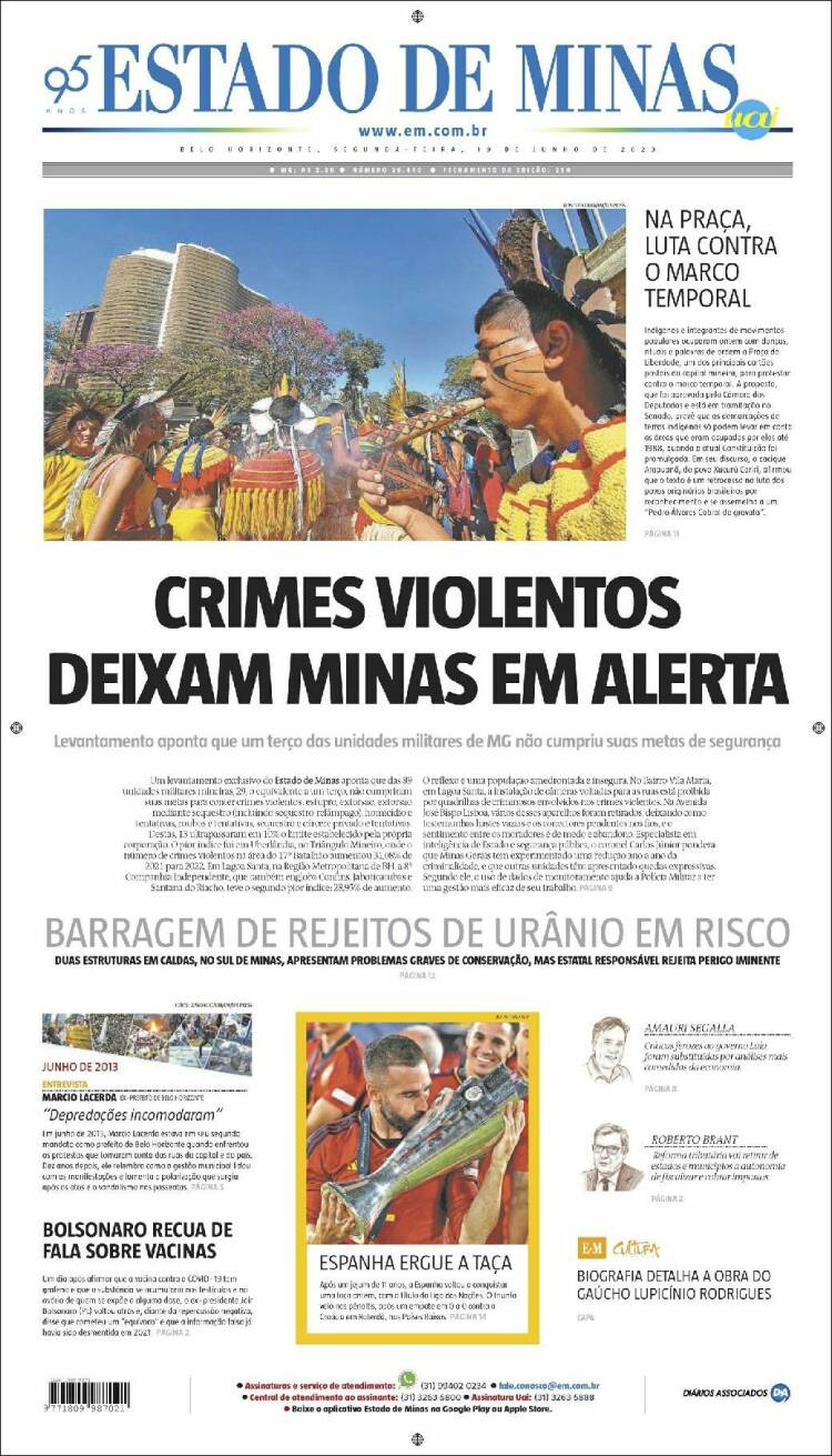 Portada de Jornal Estado de Minas (Brasil)