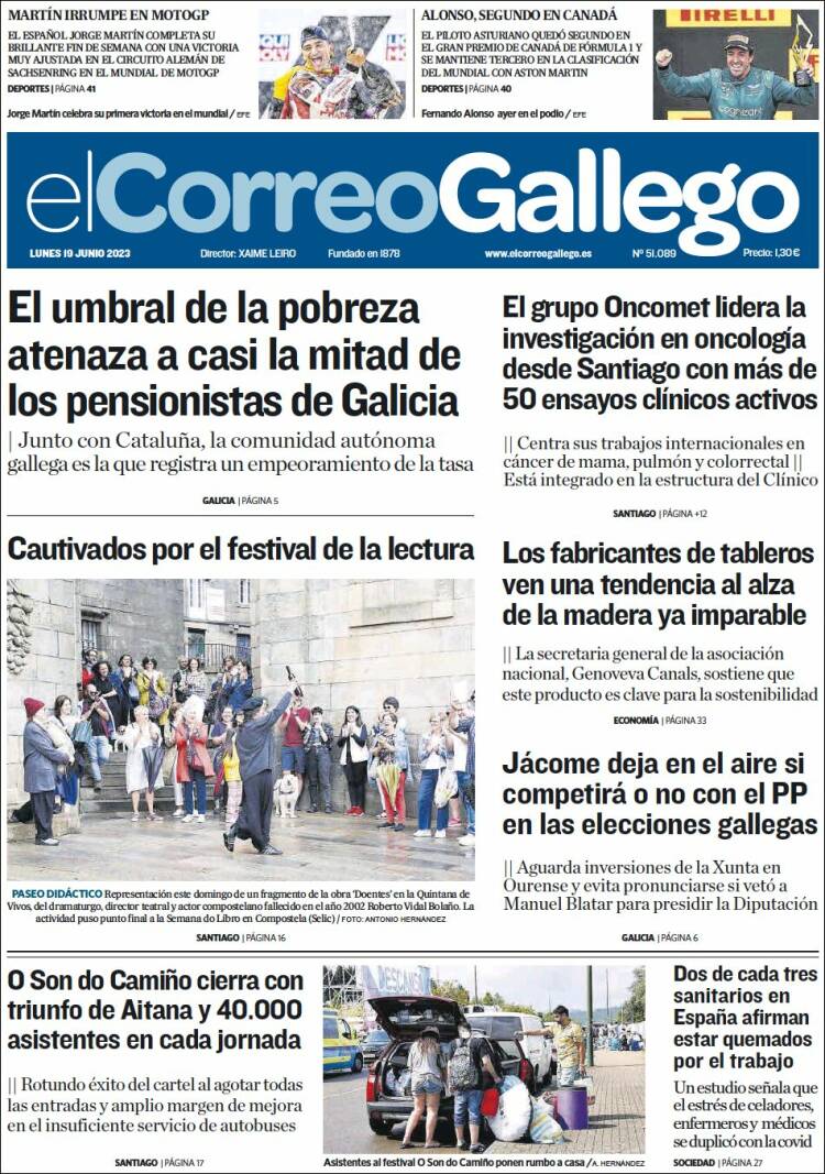 Portada de El Correo Gallego (España)