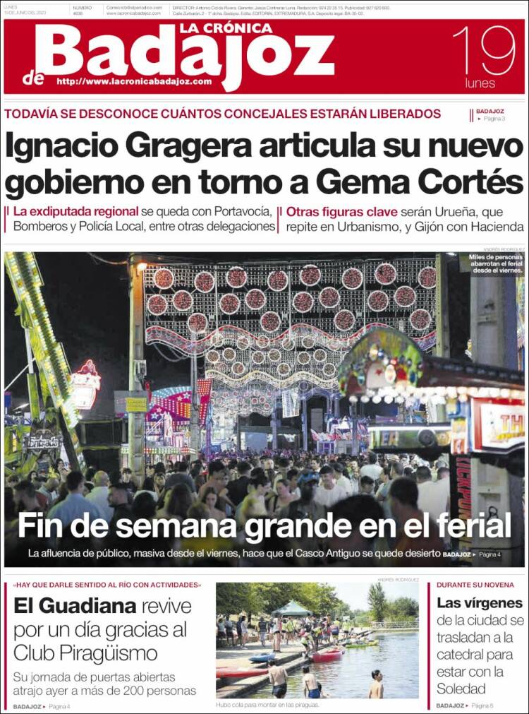 Portada de La Crónica de Badajoz (España)