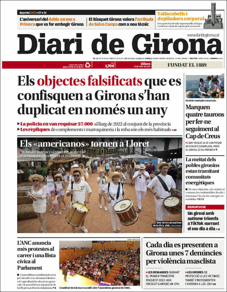 Portada de Diari de Girona (España)