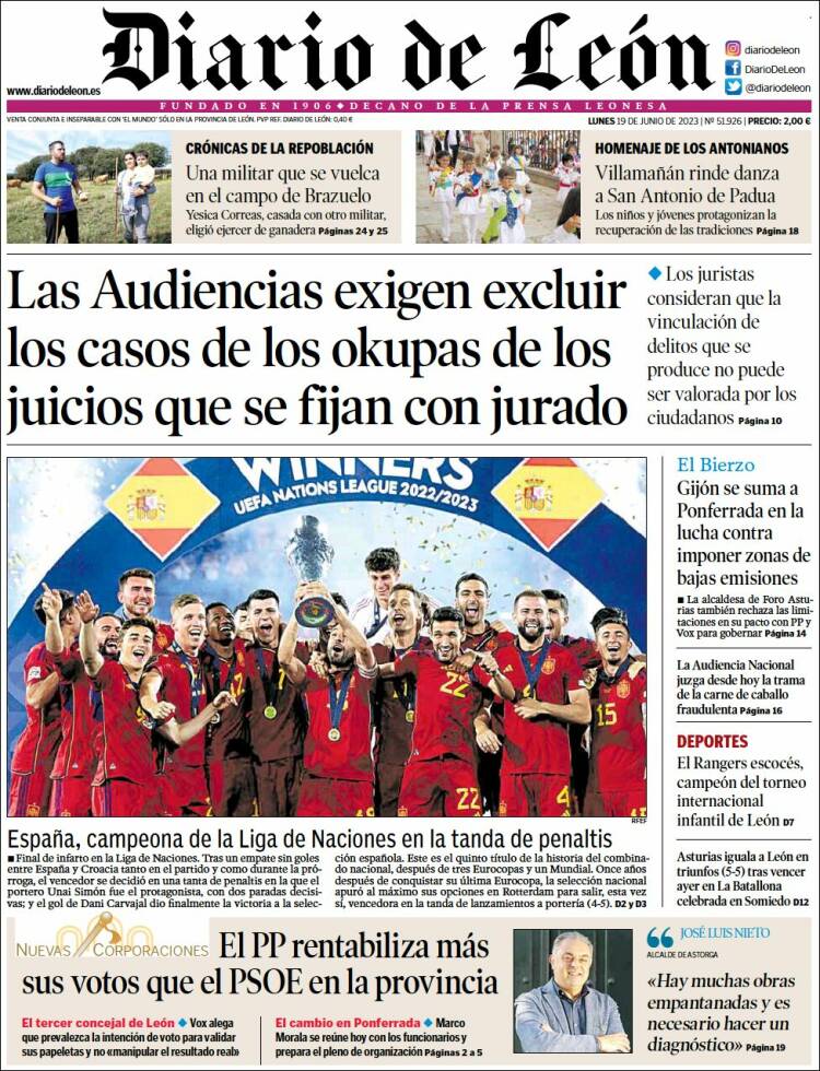 Portada de Diario de León (España)